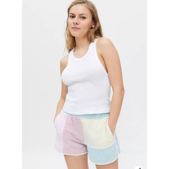 NWT Urban Outfitters BDG Women’s 3X Teagan Seersucker Shorts Colorful Patchwork - Picture 1 of 11
